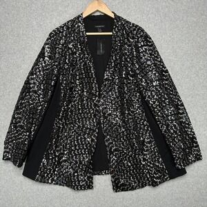 Lane Bryant Womens Black Silver Sequin Embellished Open Front Jacket Plus 20 New